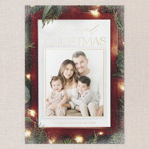 Winterwood Frame Holiday Card, Red, Gold Foil, 5x7, Religious, Matte, Personalized Foil Cardstock, Square, Red