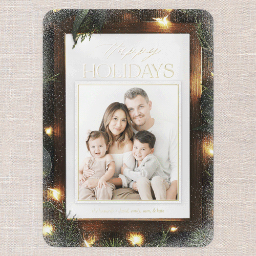 Winterwood Frame Holiday Card, Brown, Gold Foil, 5x7, Holiday, Matte, Personalized Foil Cardstock, Rounded, Brown