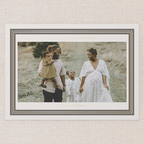 Timeless Borders Holiday Card, Grey, Gold Foil, 5x7, Holiday, Matte, Personalized Foil Cardstock, Square, Cobblestone