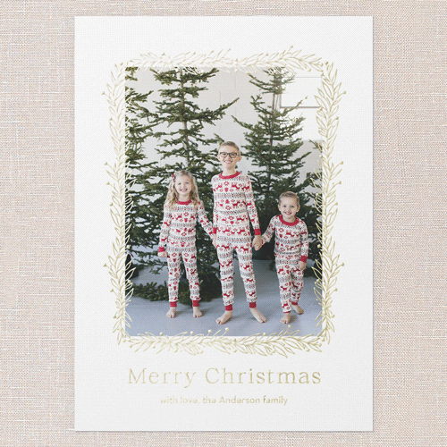 Nature Frame Holiday Card, White, Gold Foil, 5x7, Christmas, Matte, Personalized Foil Cardstock, Square, White