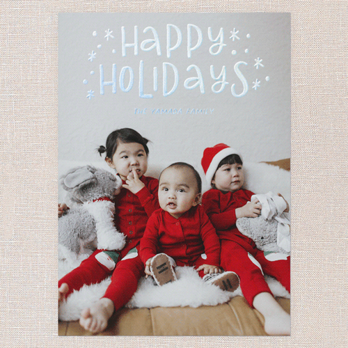 Snowy Whimsy Holiday Card, Red, Iridescent Foil, 5x7, Holiday, Matte, Personalized Foil Cardstock, Square, Red