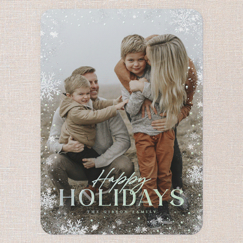 Snowflake Blessing Holiday Card, Iridescent Foil, White, 5x7, Holiday, Matte, Personalized Foil Cardstock, Rounded, White