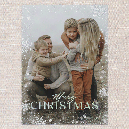 Snowflake Blessing Holiday Card, White, Iridescent Foil, 5x7, Christmas, Matte, Personalized Foil Cardstock, Square, White