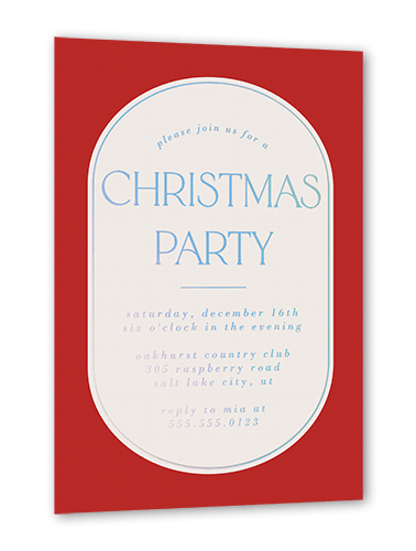 Modern Deco Joy Holiday Invitation, Red, Iridescent Foil, 5x7, Christmas, Matte, Personalized Foil Cardstock, Square