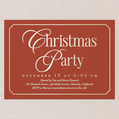 Timeless Traditions Holiday Invitation, Red, Gold Foil, 5x7, Christmas, Matte, Personalized Foil Cardstock, Square, Red