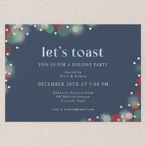 Golden Toast Holiday Invitation, Iridescent Foil, Blue, 5x7, Holiday, Matte, Personalized Foil Cardstock, Square, Blue