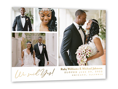 Affectionate Gallery Wedding Announcement, Gold Foil, White, 5x7, Matte, Personalized Foil Cardstock, Square