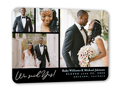 Affectionate Gallery Wedding Announcement, Iridescent Foil, Black, 5x7, Matte, Personalized Foil Cardstock, Rounded