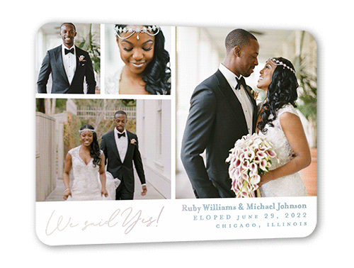 Affectionate Gallery Wedding Announcement, White, Iridescent Foil, 5x7, Matte, Personalized Foil Cardstock, Rounded