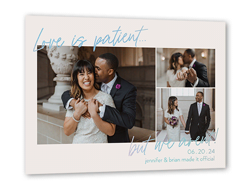 Enduring Love Wedding Announcement, Beige, Iridescent Foil, 5x7, Matte, Personalized Foil Cardstock, Square