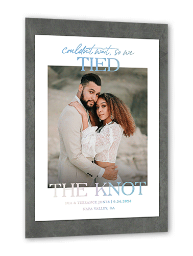 Eternally Tied Wedding Announcement, Grey, Iridescent Foil, 5x7, Matte, Personalized Foil Cardstock, Square