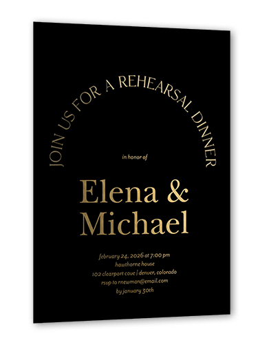 Luminous Cycle Rehearsal Dinner Invitation, Gold Foil, Black, 5x7, Matte, Personalized Foil Cardstock, Square