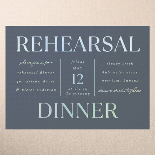 Simple Charm Rehearsal Dinner Invitation, Iridescent Foil, Grey, 5x7, Matte, Personalized Foil Cardstock, Square, Charcoal