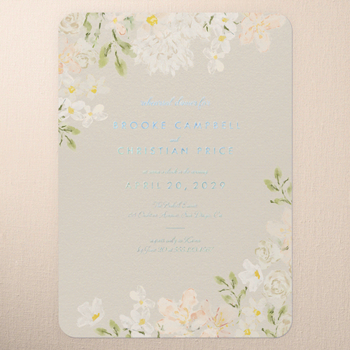 Painted Hem Rehearsal Dinner Invitation, Beige, Iridescent Foil, 5x7, Matte, Personalized Foil Cardstock, Rounded, Adobe Blush