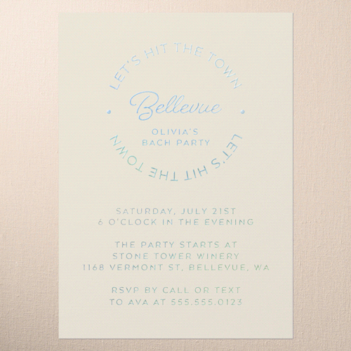 Circular Type Bachelorette Party Invitation, Beige, Iridescent Foil, 5x7, Matte, Personalized Foil Cardstock, Square, Cream