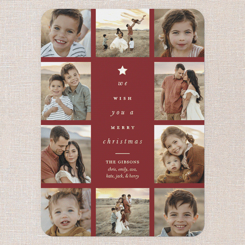 Tree Words Christmas Card, Red, Gold Foil, 5x7, Christmas, Matte, Personalized Foil Cardstock, Rounded, Red