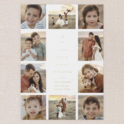 Tree Words Christmas Card, Gold Foil, White, 5x7, Christmas, Matte, Personalized Foil Cardstock, Square, White