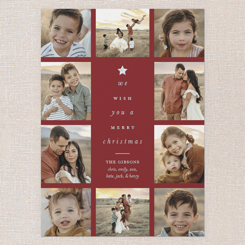 Tree Words Christmas Card, Iridescent Foil, Red, 5x7, Christmas, Matte, Personalized Foil Cardstock, Square, Red