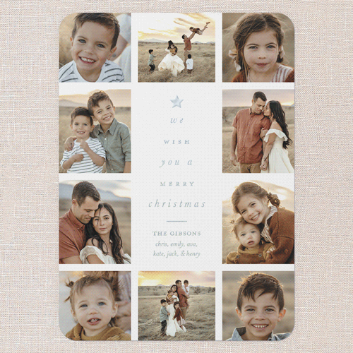 Tree Words Christmas Card, Iridescent Foil, White, 5x7, Christmas, Matte, Personalized Foil Cardstock, Rounded, White