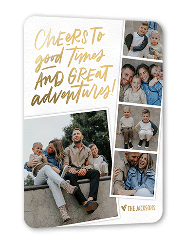 Adorned Adventures New Year's Card, White, Gold Foil, 5x7, New Year, Matte, Personalized Foil Cardstock, Rounded