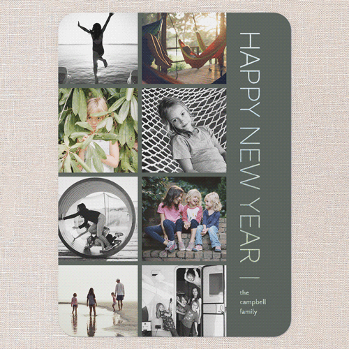 Simple Collection New Year's Digital Foil Card, Green, Iridescent Foil, 5x7, New Year, Matte, Personalized Foil Cardstock, Rounded, Leafy