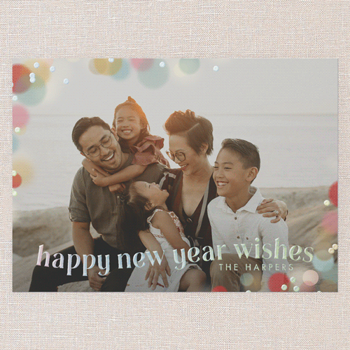 Golden Cheer New Year's Card, Iridescent Foil, Red, 5x7, New Year, Matte, Personalized Foil Cardstock, Square, Tomato