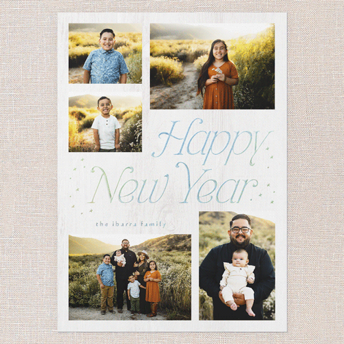 Starry Greeting New Year's Card, Iridescent Foil, White, 5x7, New Year, Matte, Personalized Foil Cardstock, Square, White