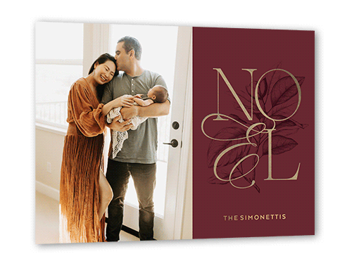 Classic Noel Religious Christmas Card, Gold Foil, Red, 5x7, Religious, Matte, Personalized Foil Cardstock, Square, White
