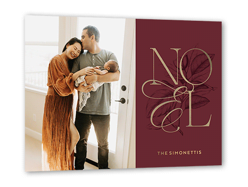Classic Noel Religious Christmas Card, Red, Gold Foil, 5x7, Religious, Matte, Personalized Foil Cardstock, Square