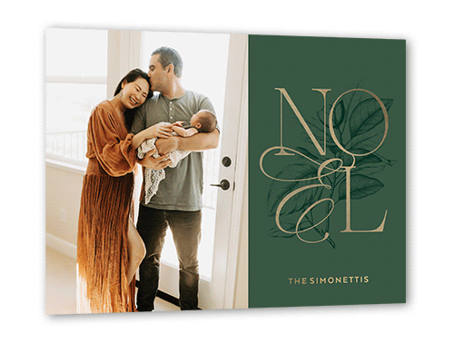 Classic Noel Religious Christmas Card, Gold Foil, Green, 5x7, Religious, Matte, Personalized Foil Cardstock, Square