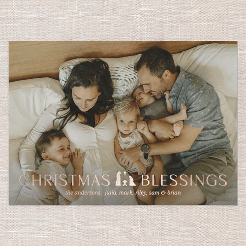 Nativity Shine Religious Christmas Card, White, Rose Gold Foil, 5x7, Religious, Matte, Personalized Foil Cardstock, Square, White