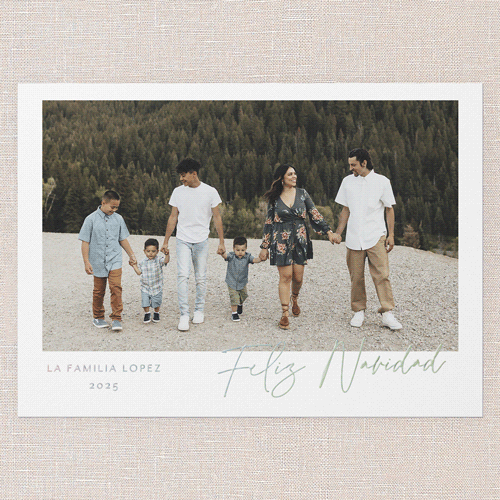 Golden Script Collage Tarjeta de Navidad, White, Iridescent Foil, 5x7, Feliz Navidad, Matte, Personalized Foil Cardstock, Square, White