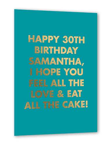 Bold Message Birthday Card, Blue, Gold Foil, 5x7, Matte, Personalized Foil Cardstock, Square, Majorca