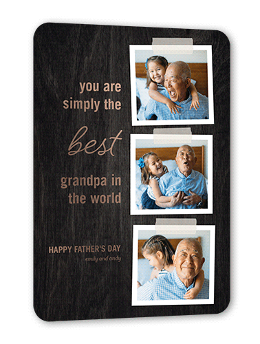 Best Grandpa Snapshots Father's Day, Rose Gold Foil, Black, 5x7, Matte, Personalized Foil Cardstock, Rounded
