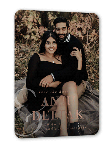 Most Important Date Save The Date, Rose Gold Foil, White, 5x7, Matte, Personalized Foil Cardstock, Rounded