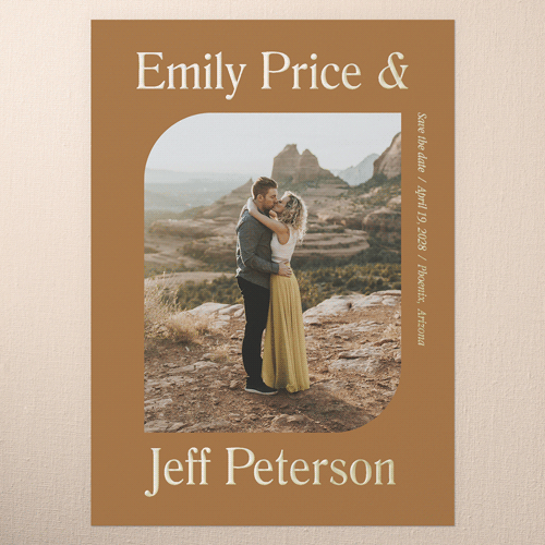 Sleek Elegance Save The Date, Gold Foil, Orange, 5x7, Matte, Personalized Foil Cardstock, Square, Ripe Mango