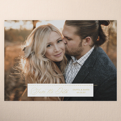 Wedding Bliss Save The Date, Gold Foil, White, 5x7, Matte, Personalized Foil Cardstock, Square, White