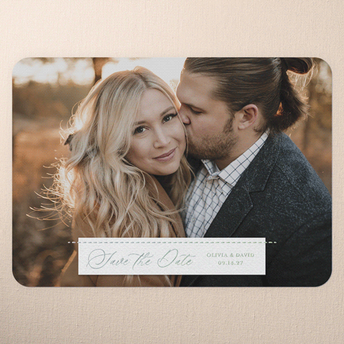 Wedding Bliss Save The Date, Iridescent Foil, White, 5x7, Matte, Personalized Foil Cardstock, Rounded, White