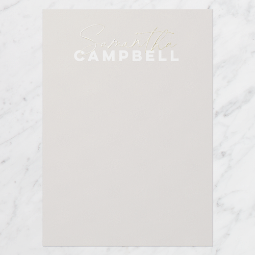 Versatile Text Personal Stationery Digital Foil Card, Gold Foil, Grey, 5x7, Matte, Personalized Foil Cardstock, Square, Whisper Gray