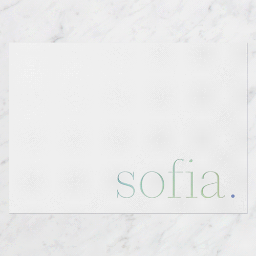Clean Moniker Personal Stationery Digital Foil Card, White, Iridescent Foil, 5x7, Matte, Personalized Foil Cardstock, Square, White