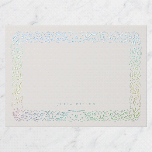 Floral Form Personal Stationery Digital Foil Card, Iridescent Foil, Grey, 5x7, Matte, Personalized Foil Cardstock, Square, Whisper Gray