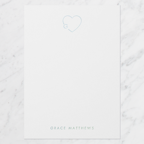Heart Charm Personal Stationery Digital Foil Card, White, Iridescent Foil, 5x7, Matte, Personalized Foil Cardstock, Square, White