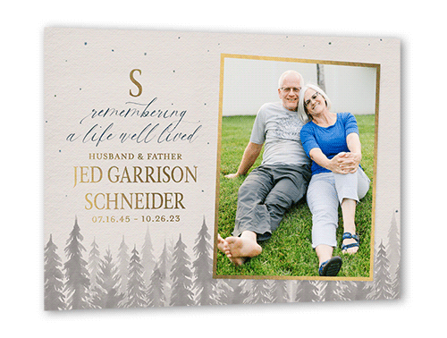 Reflective Remembrance Sympathy, Gold Foil, Grey, 5x7, Matte, Personalized Foil Cardstock, Square
