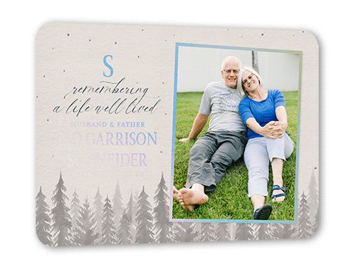 Reflective Remembrance Sympathy, Iridescent Foil, Grey, 5x7, Matte, Personalized Foil Cardstock, Rounded