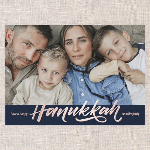 Lustrous Life Hanukkah Card, Rose Gold Foil, Blue, 5x7, Hanukkah, Matte, Personalized Foil Cardstock, Square, Nautical
