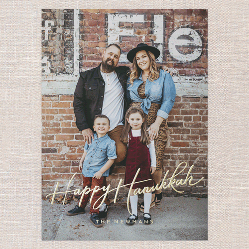 Timeless Festivities Hanukkah Card, Gold Foil, White, 5x7, Hanukkah, Matte, Personalized Foil Cardstock, Square, White