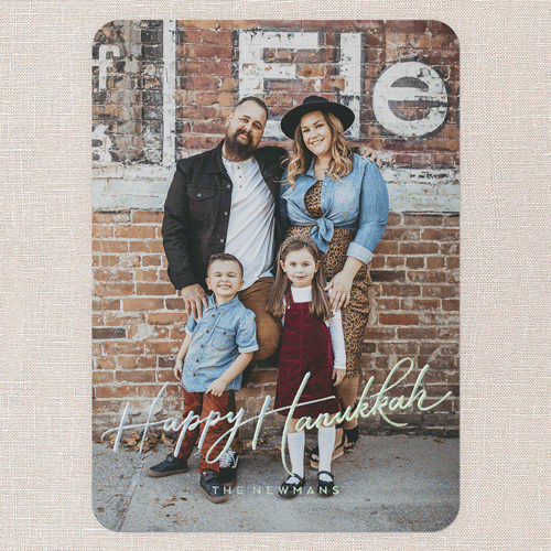 Timeless Festivities Hanukkah Card, Iridescent Foil, White, 5x7, Hanukkah, Matte, Personalized Foil Cardstock, Rounded, White