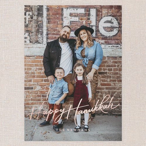 Timeless Festivities Hanukkah Card, Rose Gold Foil, White, 5x7, Hanukkah, Matte, Personalized Foil Cardstock, Square, White