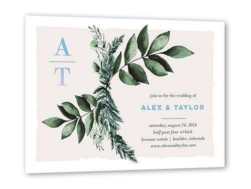 Rehearsal Bough Wedding Invitation, White, Iridescent Foil, 5x7, Matte, Personalized Foil Cardstock, Square