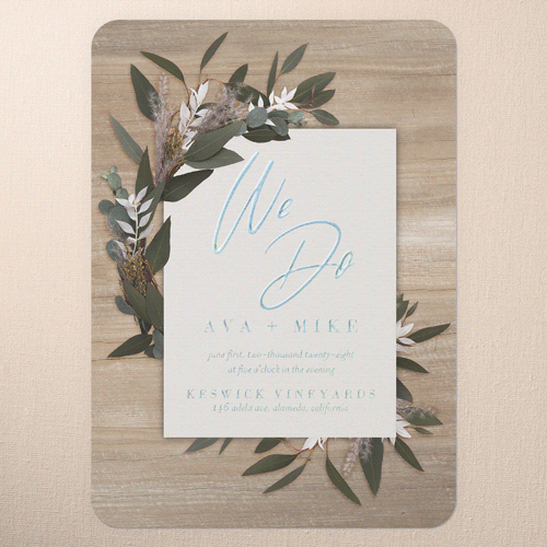 Rustic Foliage Wedding Invitation, Iridescent Foil, Beige, 5x7, Matte, Personalized Foil Cardstock, Rounded